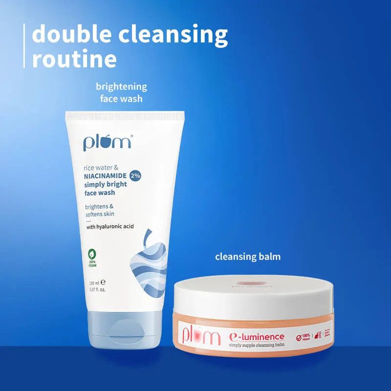 Plum E-Luminence Cleansing Balm and 2% Niacinamide and Rice Water Face Wash