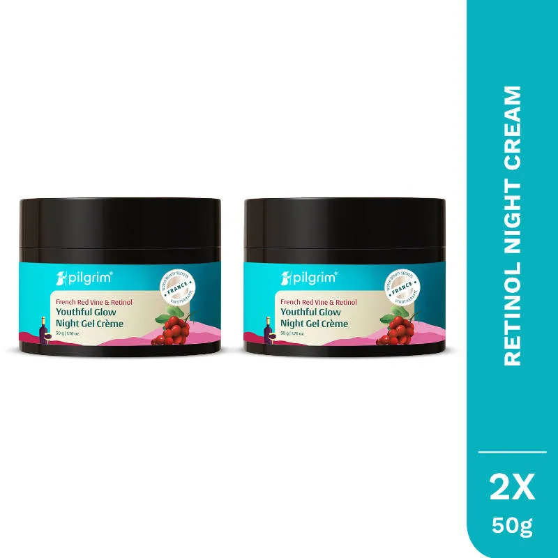 Pilgrim RedVine Retinol Night Gel Creme with Mulberry & Vitamin C- Firms Skin & Brightens- Pack of 2