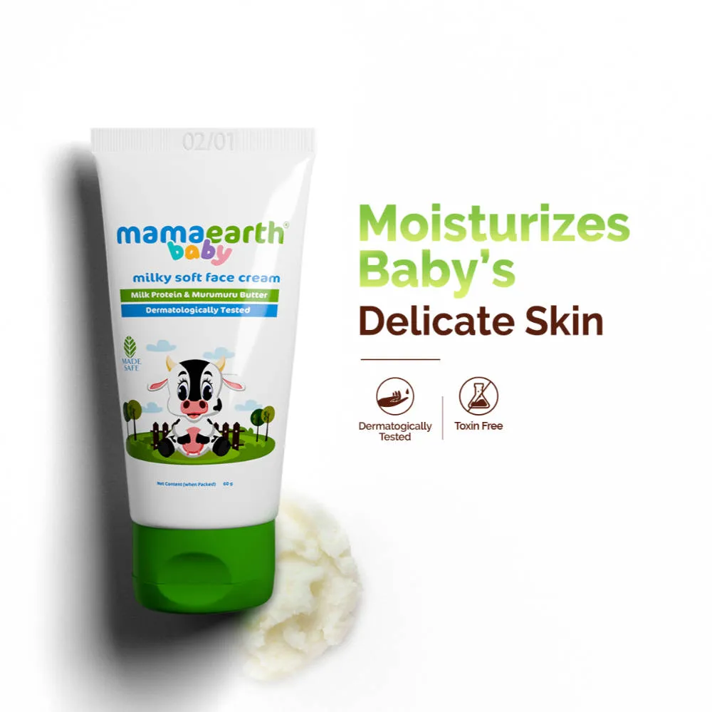 Mamaearth Milky Soft Face Cream for Babies with Milk Protein Murumuru Butter