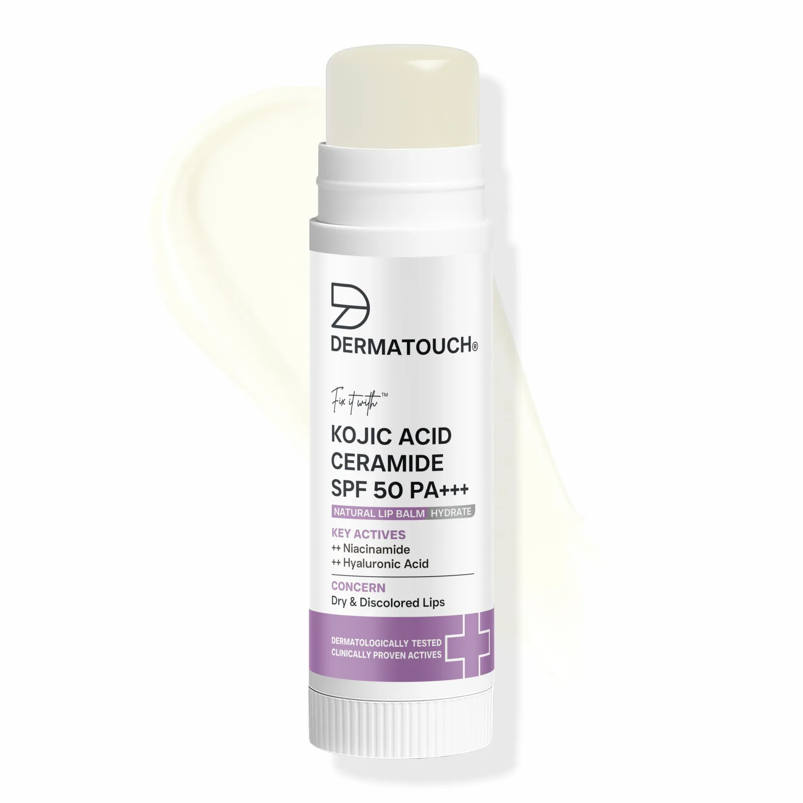 Dermatouch Kojic Acid Ceramide SPF 50 PA+++ Natural Lip Balm for Dry & Discolored Lips 5g