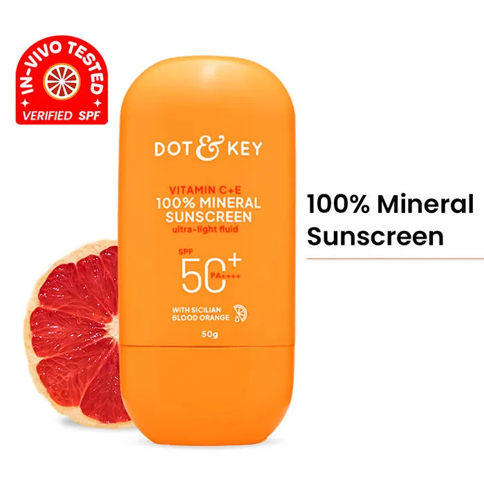 Dot & Key Vitamin C + E 100% Mineral Sunscreen In-Vivo Tested SPF 50+ PA++++, No White Cast