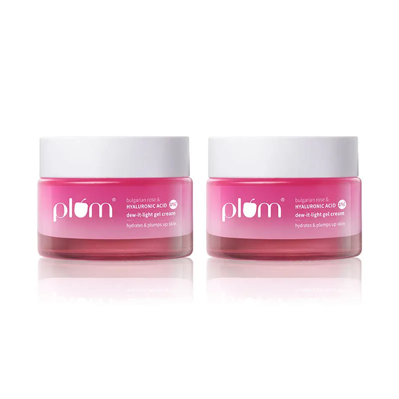 Plum 1% Hyaluronic Acid & Bulgarian Rose Gel Moisturizer- Lightweight & Hydrates - Pack Of 2