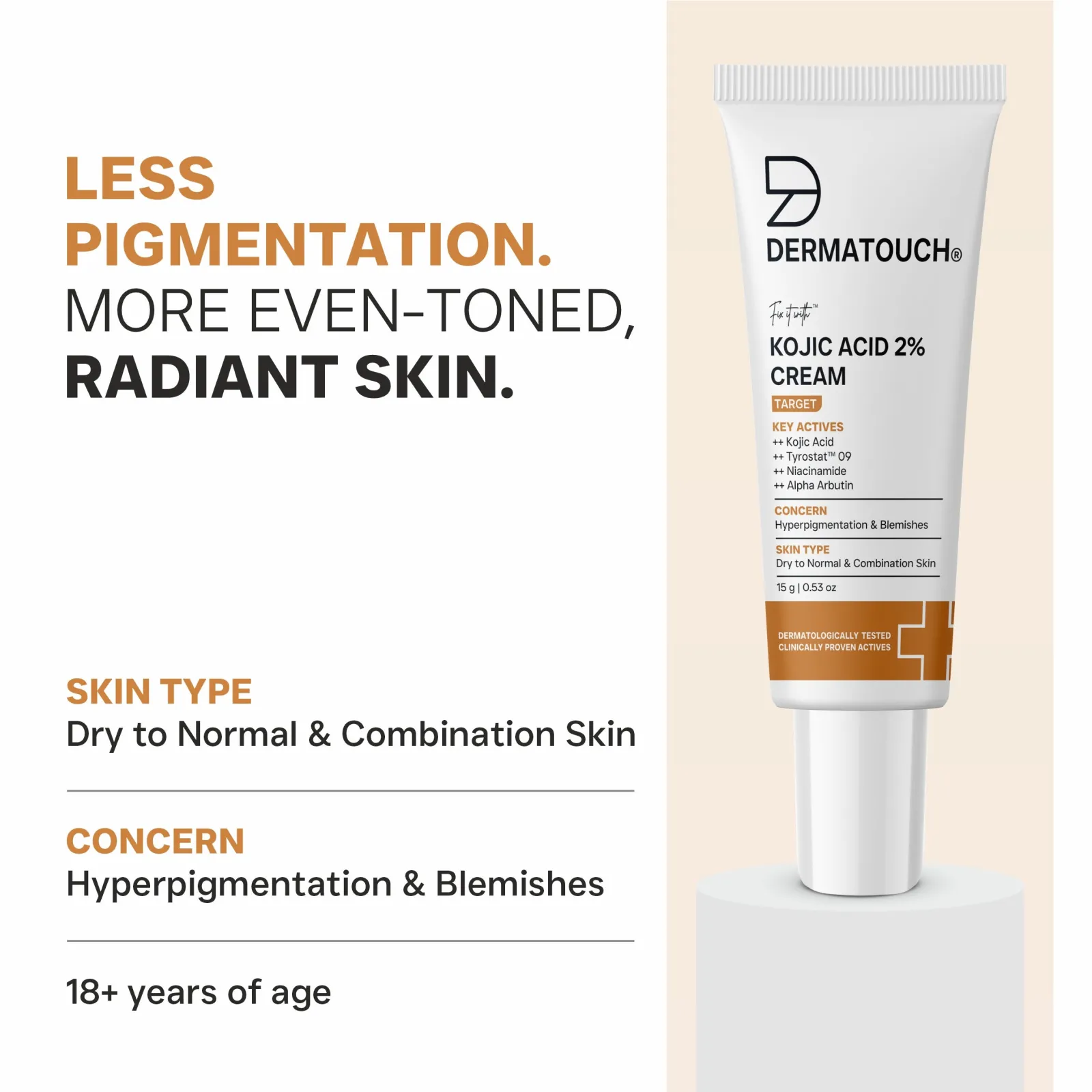Dermatouch Kojic Acid 2% Cream for Hyperpigmentation & Blemishes