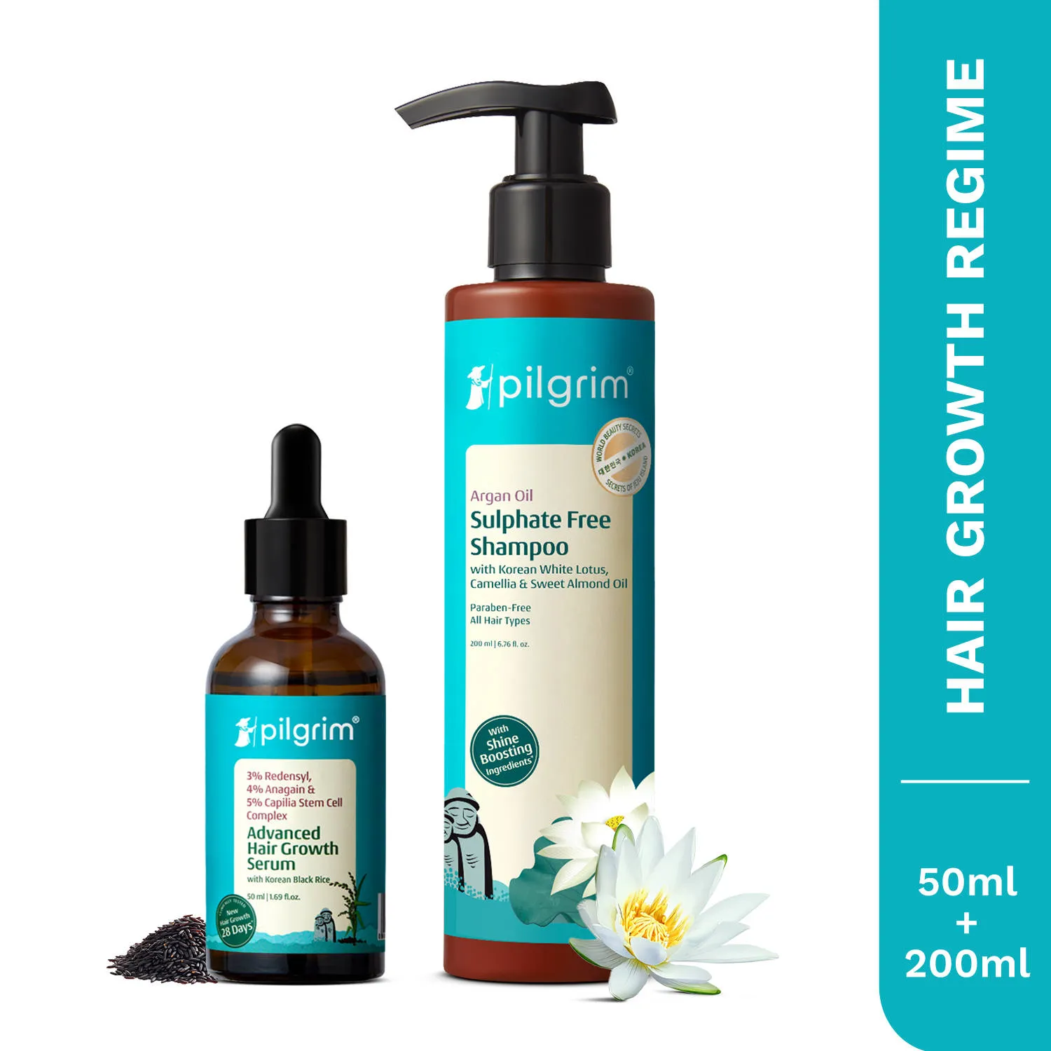 Pilgrim 2-Step Combo Hair Growth Regime For Hair Fall Control & Growth Strengthens & Nourishes Hair