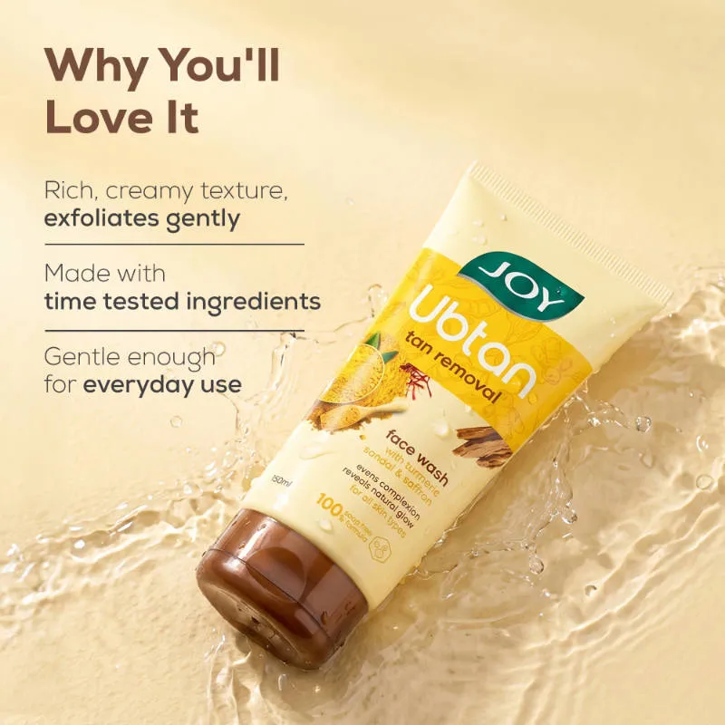Joy De Tan Ubtan Face Wash With Turmeric Sandal & Saffron Removes Tan, Dirt & Blemishes For a Naturally Glowing Skin