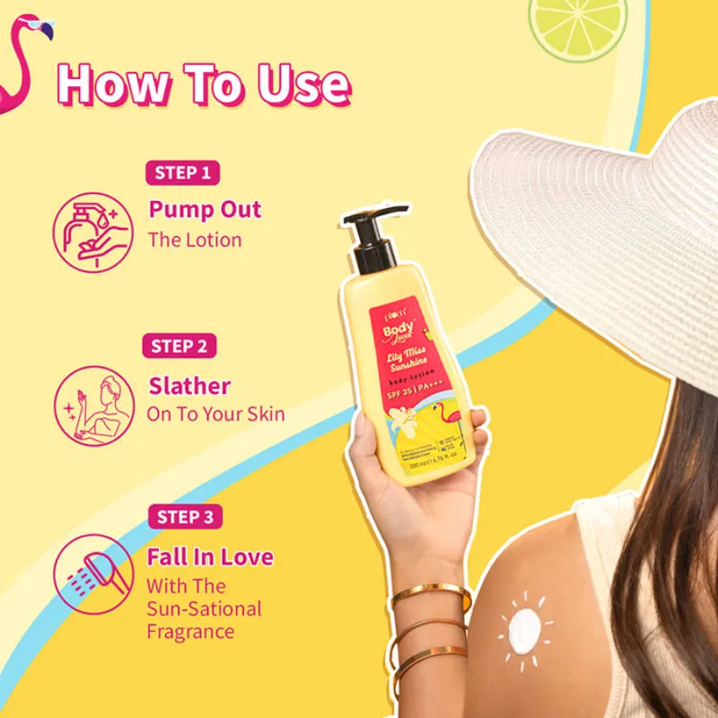 Plum BodyLovin' Lily Miss Sunshine Body Lotion With SPF 35 PA+++ - Hydrates Skin - Pack Of 2