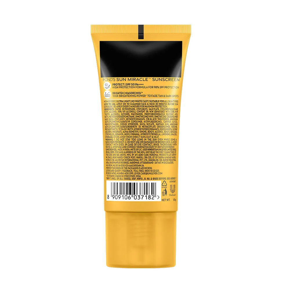 Pond's POND’S Sun Miracle SPF 50 PA+++ Crème Gel Sunscreen - Protect & Bright, With Niacinamide