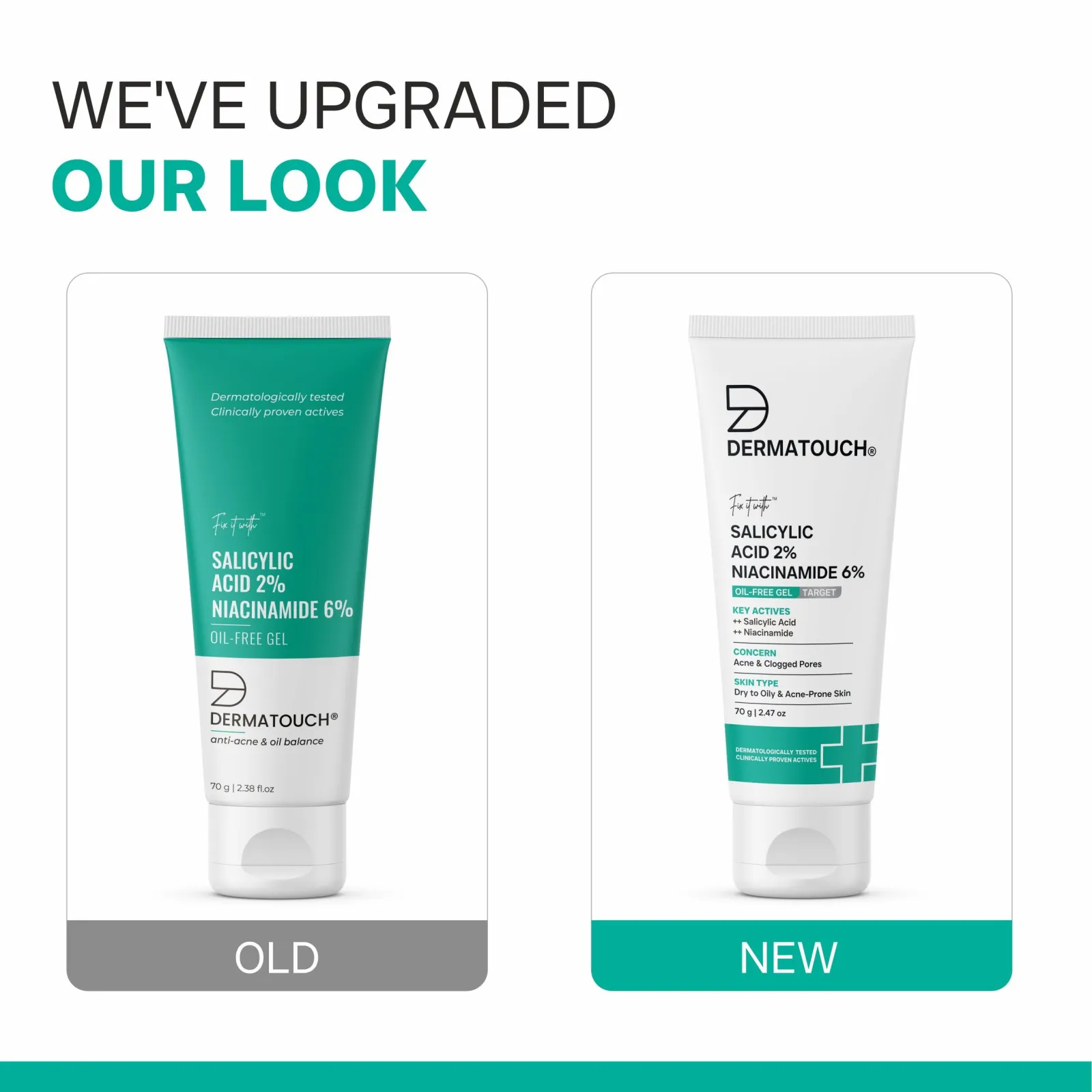 Dermatouch Salicylic Acid 2% Niacinamide 6% Oil-Free Gel for Acne & Clogged Pores 70g