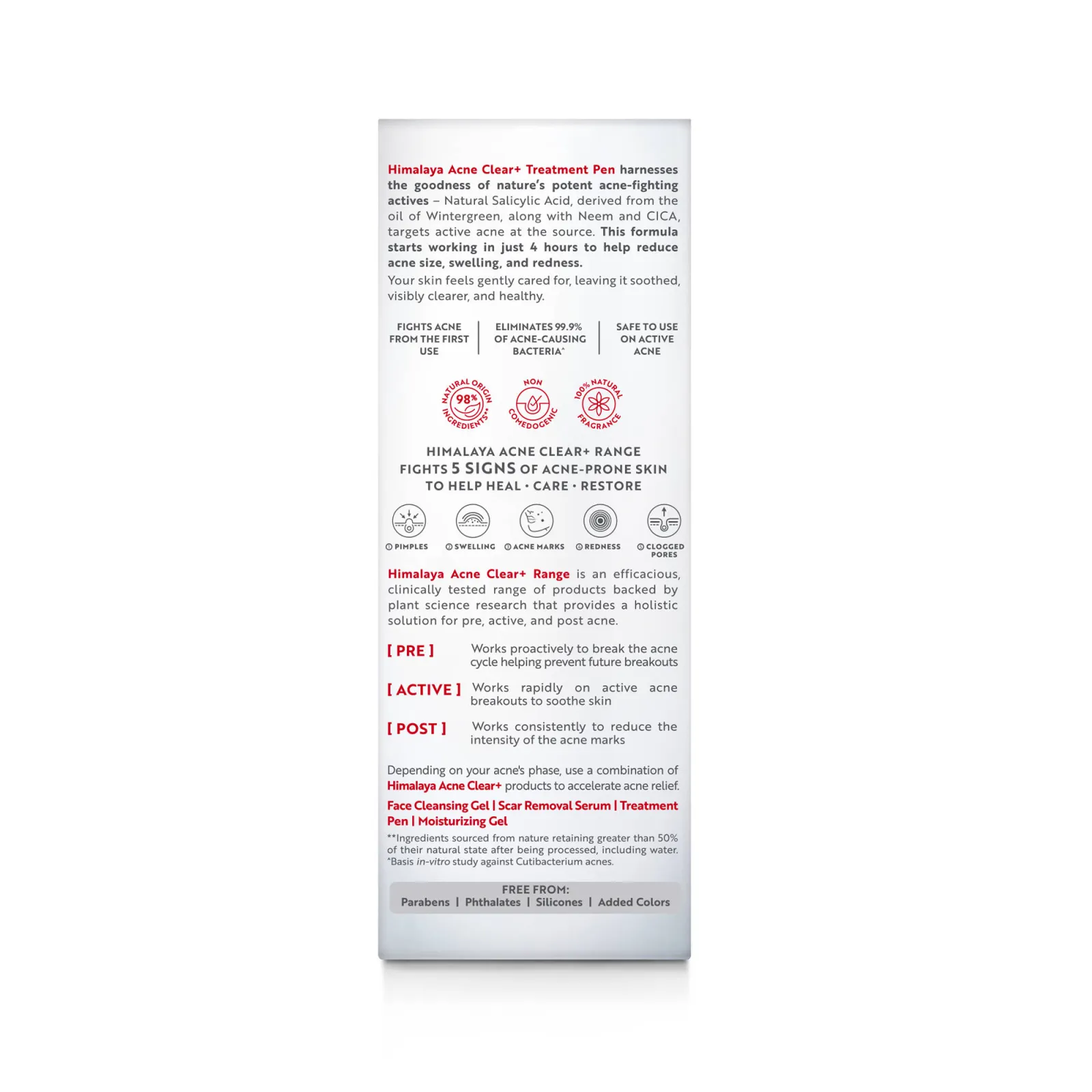 Himalaya Acne Clear+ Spot Treatment Pen with 2% Natural Salicylic Acid Reducing Acne Size in 24 hrs
