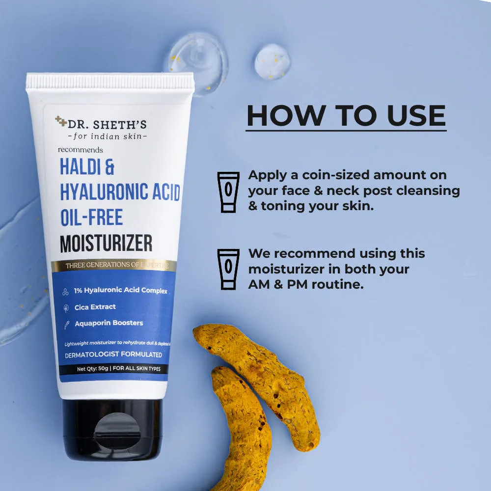 Dr. Sheth's Haldi & Hyaluronic Acid Oil-Free Moisturizer, 1% Hyaluronic Acid, For All Skin Types