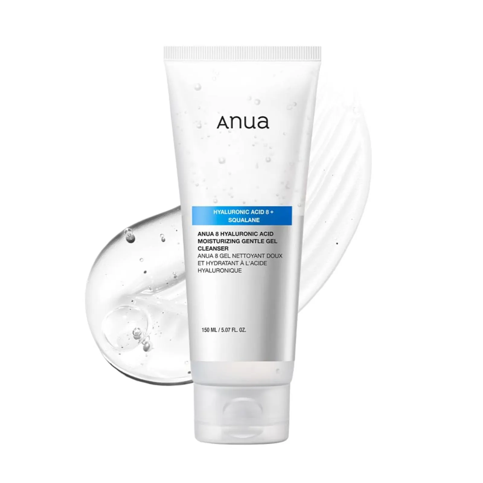 Anua 8 Hyaluronic Acid Moisturizing Gentle Gel Cleanser with Ceramides For Soft Skin, pH Balanced