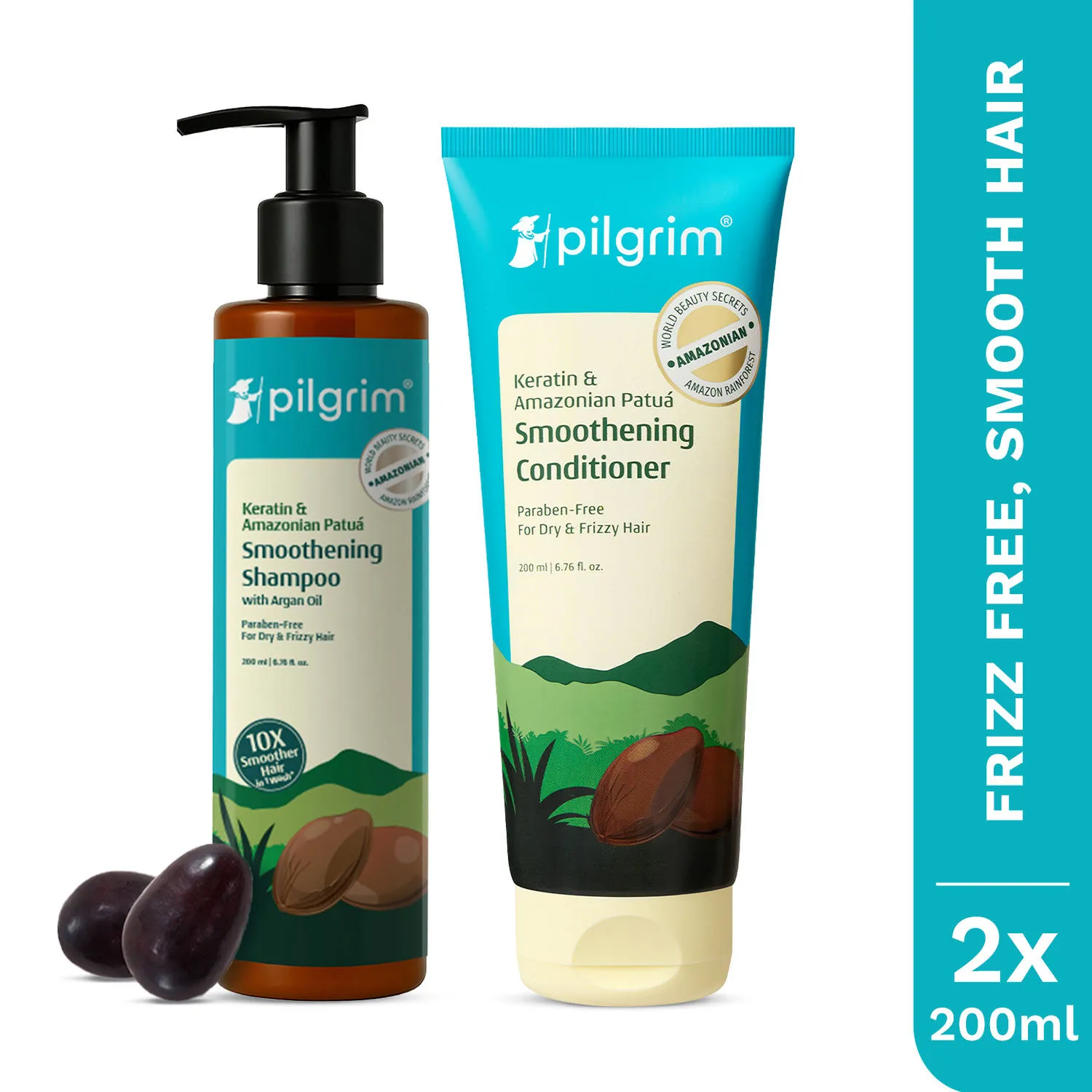 Pilgrim Patua Smoothening Duo Patua Shampoo & Conditioner Smooth, Frizz Free, Softer Stronger Hair