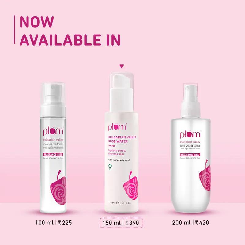 Plum Bulgarian Valley Rose Water Alcohol-Free Spray Toner With Hyaluronic Acid- Hydrates & Refreshes