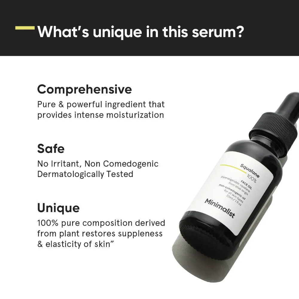 Minimalist 100% Squalane Facial Oil For Moisturizing & Reducing Fine Lines