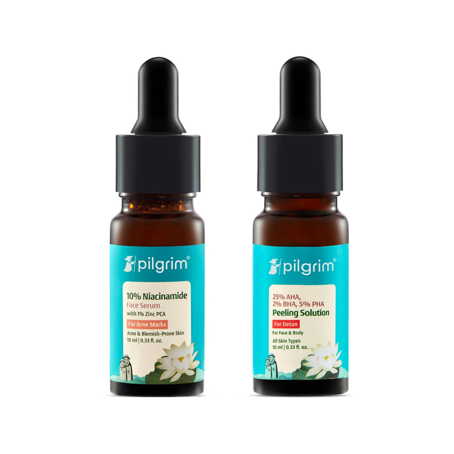 Pilgrim Detan Duo 10% Niacinamide + 25% AHA BHA PHA Exfoliating Face Serums