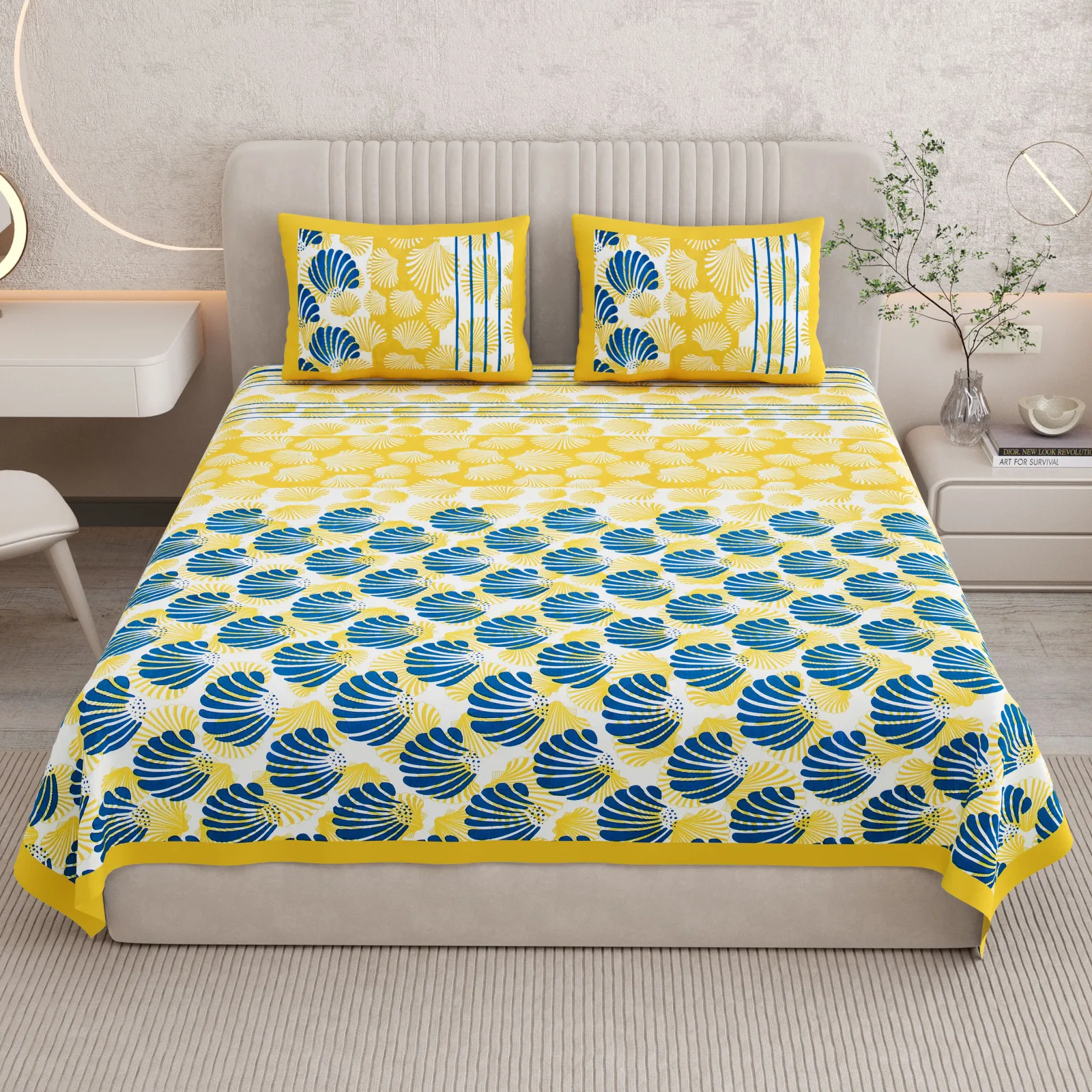 Pure Cotton Jaipuri Bedsheet (Floral, Printed)