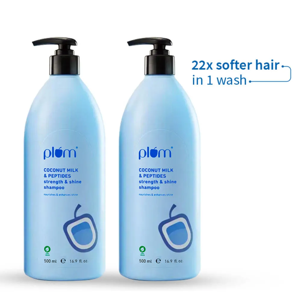 Plum Coconut Milk & Peptides Strength & Shine Shampoo Pack of 2