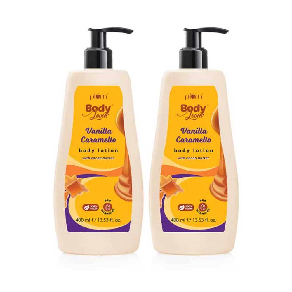 Plum BodyLovin Vanilla Caramello Body Lotion With Cocoa Butter & Vitamin B5 - Pack Of 2