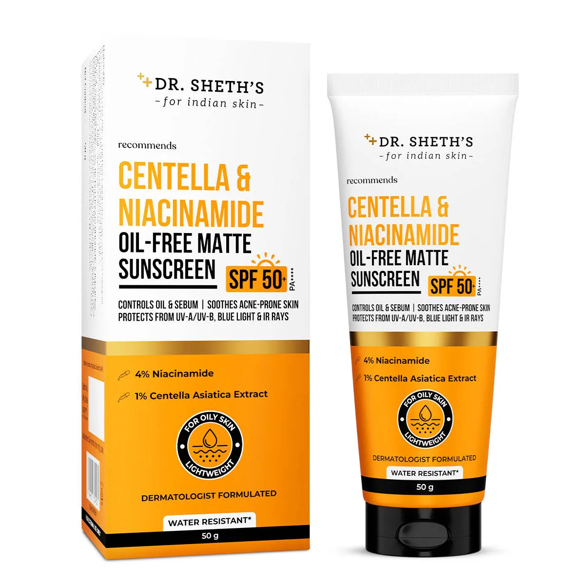 Dr. Sheth's Centella & Niacinamide Oil-Free Matte Sunscreen SPF 50+ PA++++