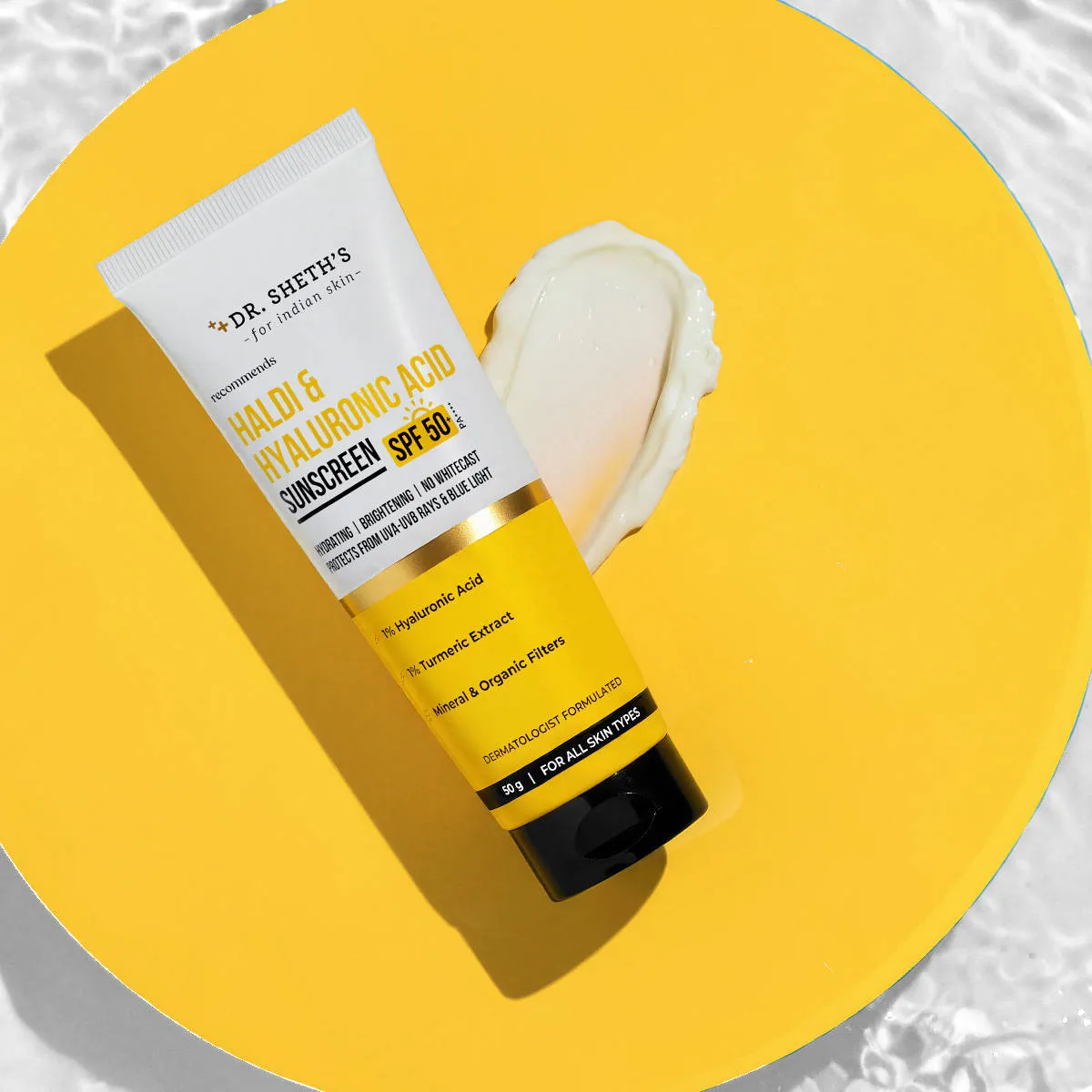 Dr. Sheth'S Haldi & Hyaluronic Acid Sunscreen Spf 50+ Pa+++ For All Skin Type
