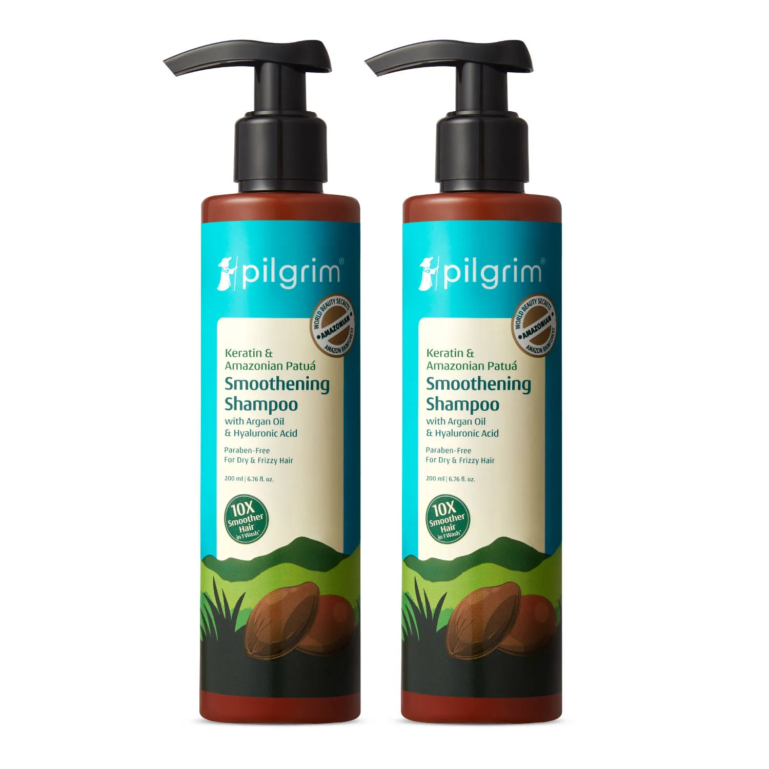 Pilgrim Keratin & Amazonian Patua 10X Smoothening Soften Shampoo For Dry & Frizzy Hair- Pack of 2