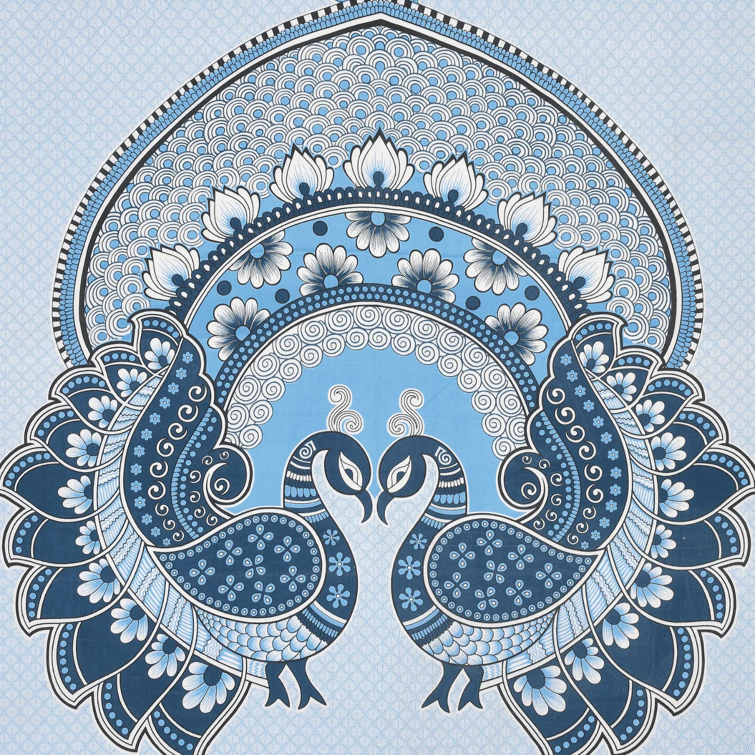 Pure Cotton Jaipuri Bedsheet (peacock Printed)