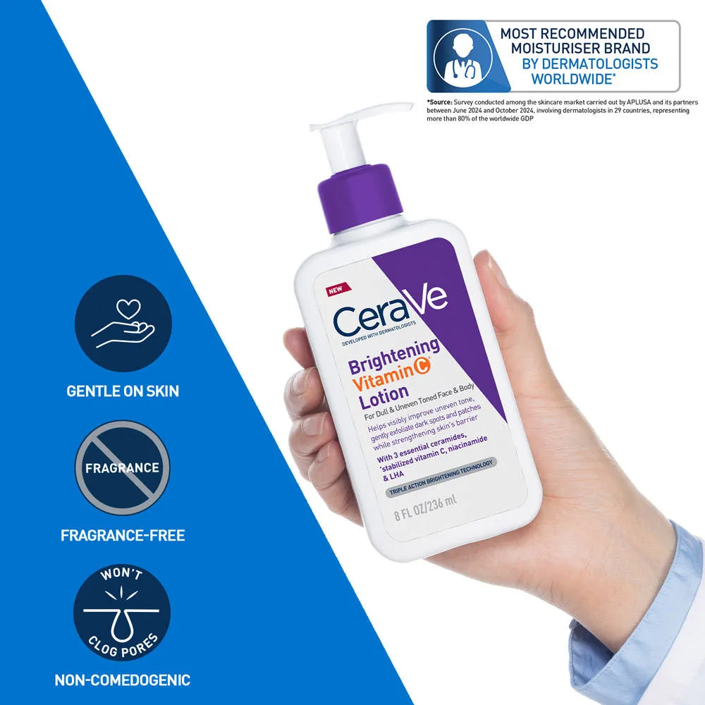 CeraVe Brightening Vitamin C Lotion For Dull, Uneven Skin & Dark Spots, For Face & Body