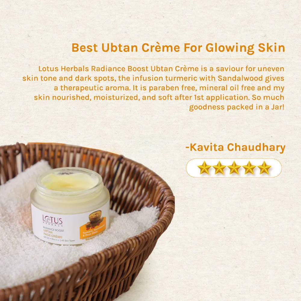 Lotus Herbals Radiance Boost Ubtan Face Cream SPF 20