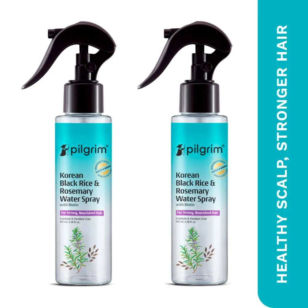 Pilgrim Korean Black Rice & Rosemary Water Spray For Strong & Nourised Thiker Hair Growth- Pack of 2