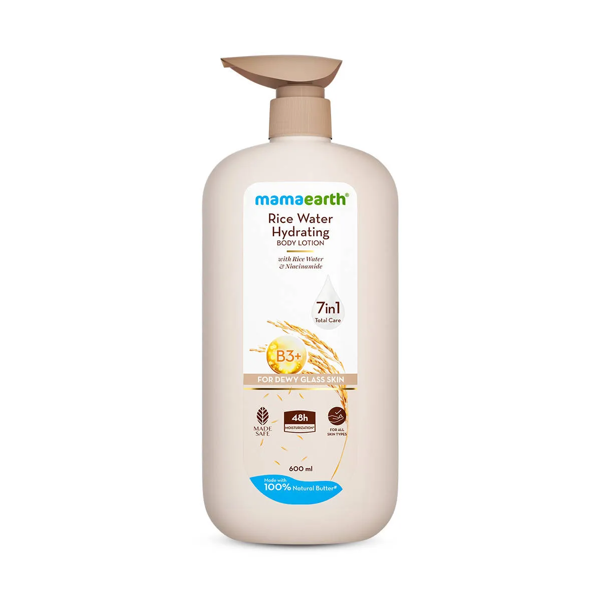 Mamaearth Rice Water Hydrating Body Lotion With Rice Water & Niacinamide For Dewy Glass Skin