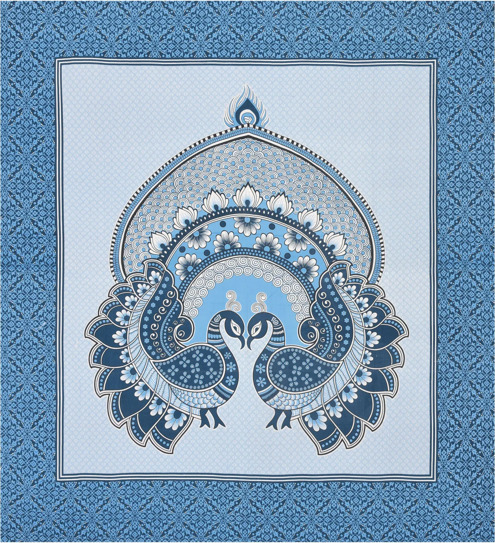 Pure Cotton Jaipuri Bedsheet (peacock Printed)