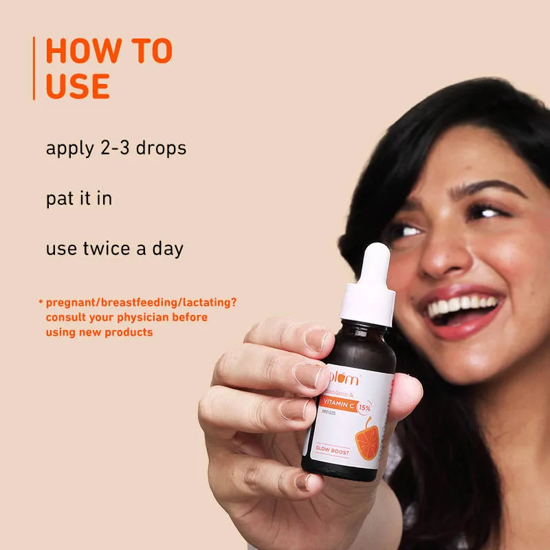 Plum 15% Vitamin C Glow Face Serum - Dermat Tested To Fight Dark Spots- Pigmentation & Dull Skin