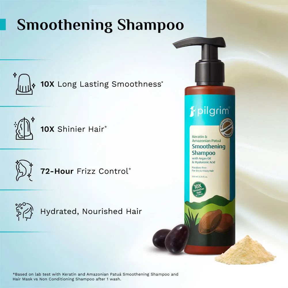 Pilgrim Patua & Keratin Smoothing Trio Combo For Silky Hair - Smoothens, Nourishes & Strengthens