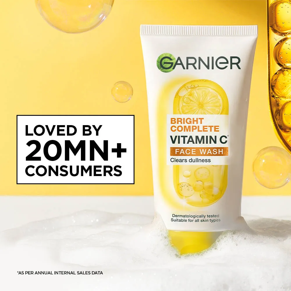 Garnier Vitamin C Gel Face Wash for Brighter Skin Gently Cleanses Skin & Removes impurities