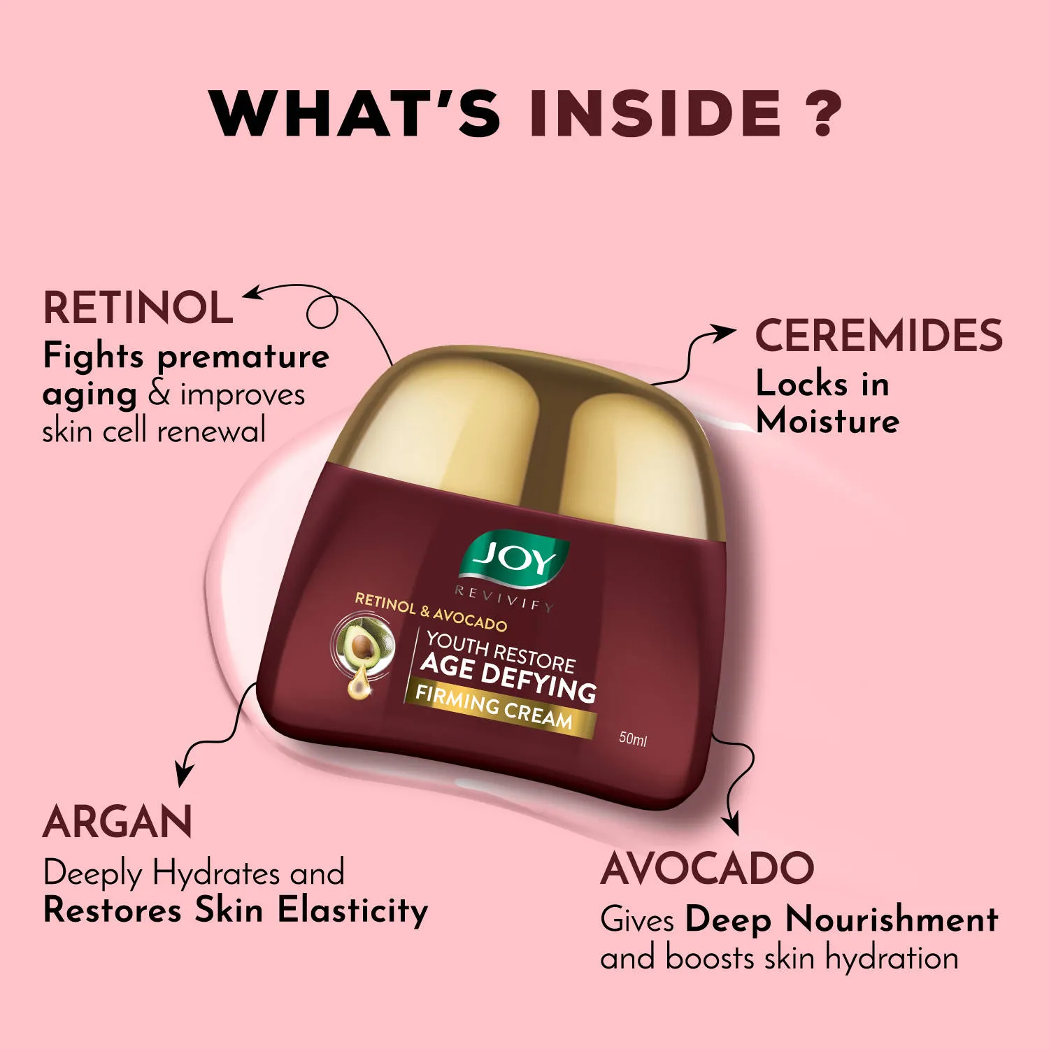 Joy Retinol Night Cream with Ceramides & Avocado Anti Aging Face Cream for Women