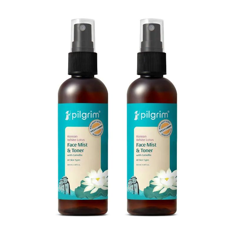 Pilgrim Korean White Lotus Face Mist Toner Camellia Hydrates, Refreshes & Tightens Pores- Pack of 2