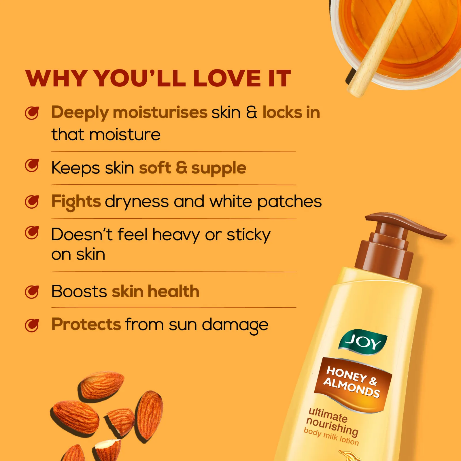 Joy Honey & Almonds Ultimate Nourishing Body Lotion with Shea & Vitamin E - for Winter Skin