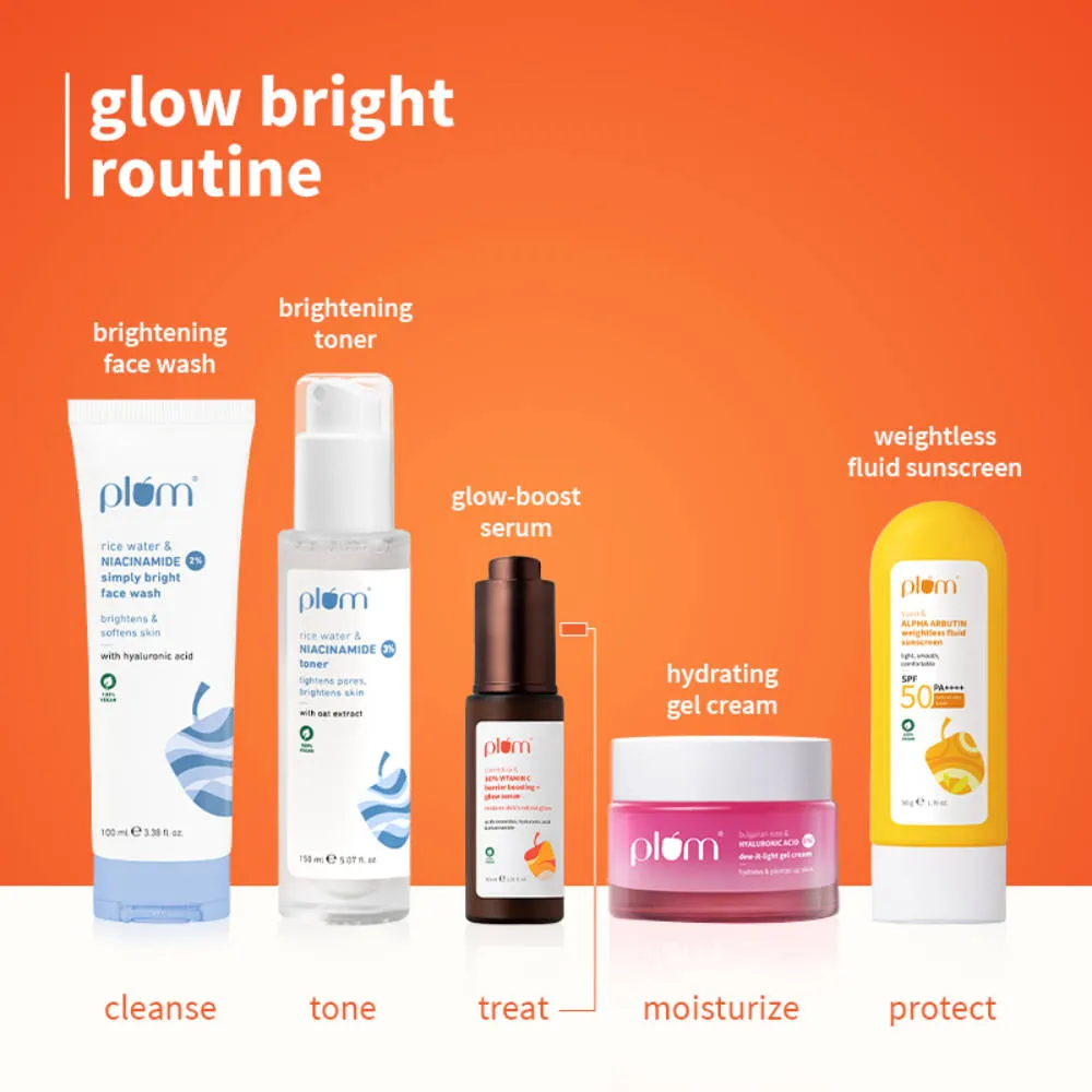 Plum 10% Vitamin C Barrier Boosting + Glow Serum with Calendula for Glowing Skin - Pack of 2
