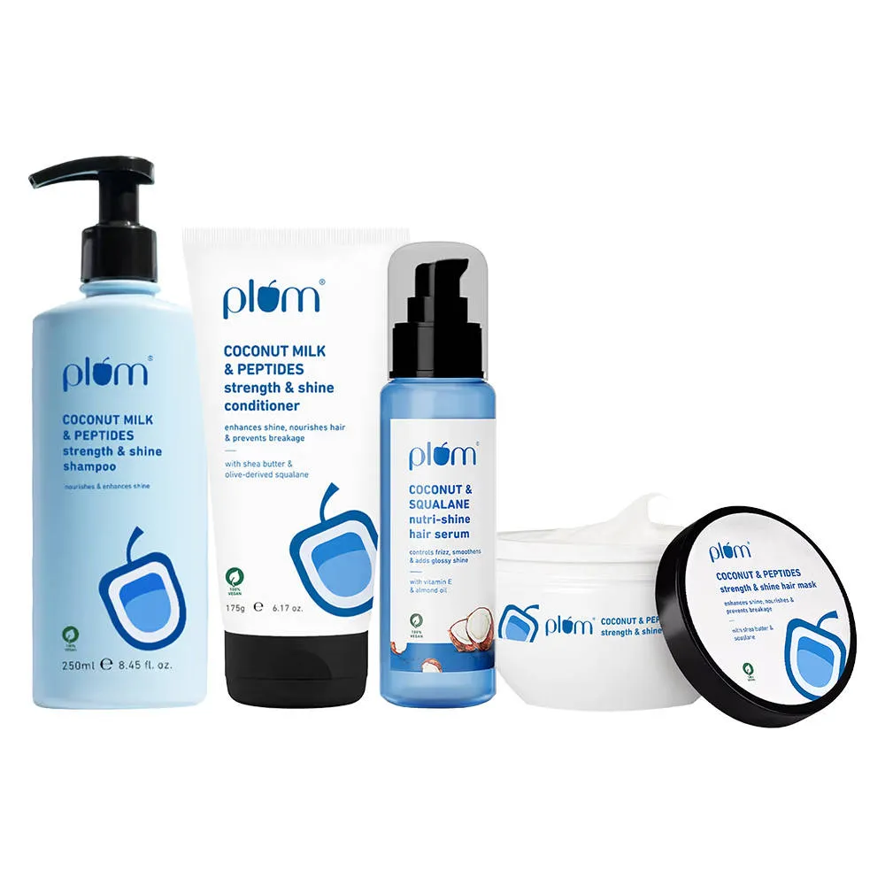 Plum Coconut Milk & Peptides Shampoo, Conditioner, Hair Mask and Hair Serum