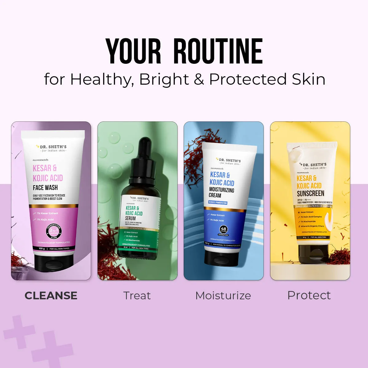 Dr. Sheth's Kesar & Kojic Acid Facewash For All Skin Types, With 2% Kojic Acid
