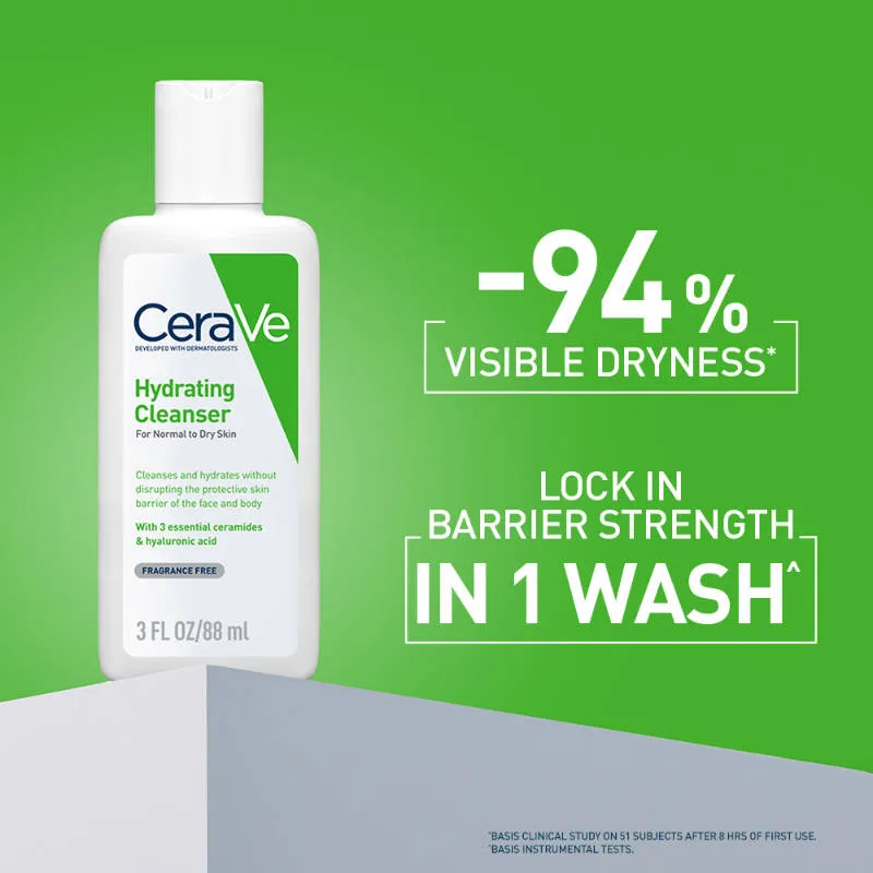 CeraVe Hydrating Cleanser Non-Foaming Face Wash for Dry Skin with Ceramides, Dermatologist Recommend