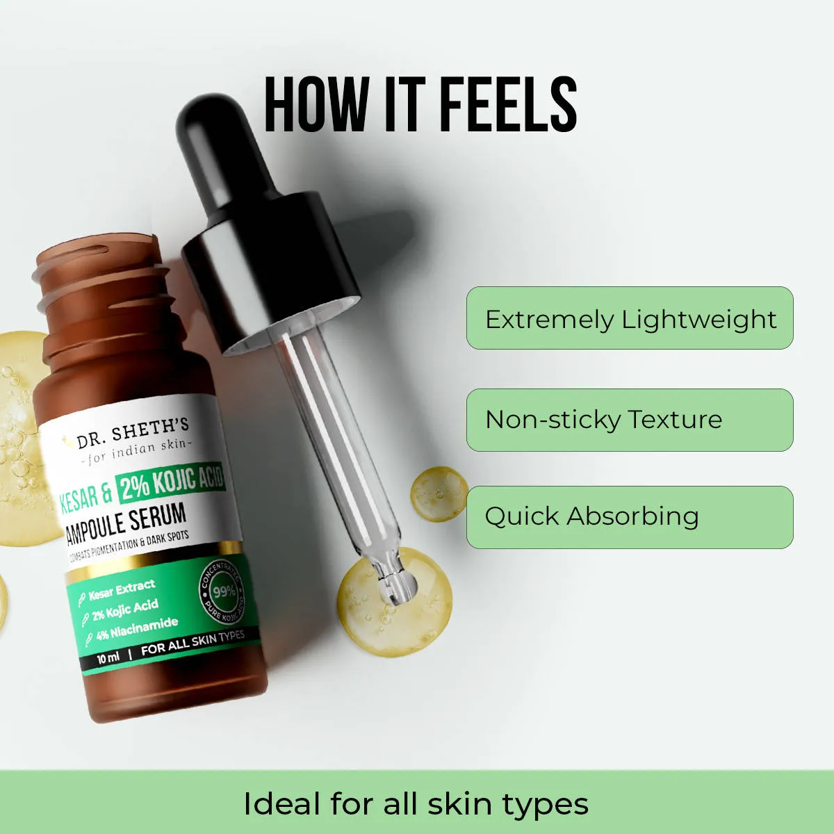 Dr. Sheth's Kesar and 2% Kojic Acid Ampoule Serum|Pigmentation and Glow Boost, For All Skin Types