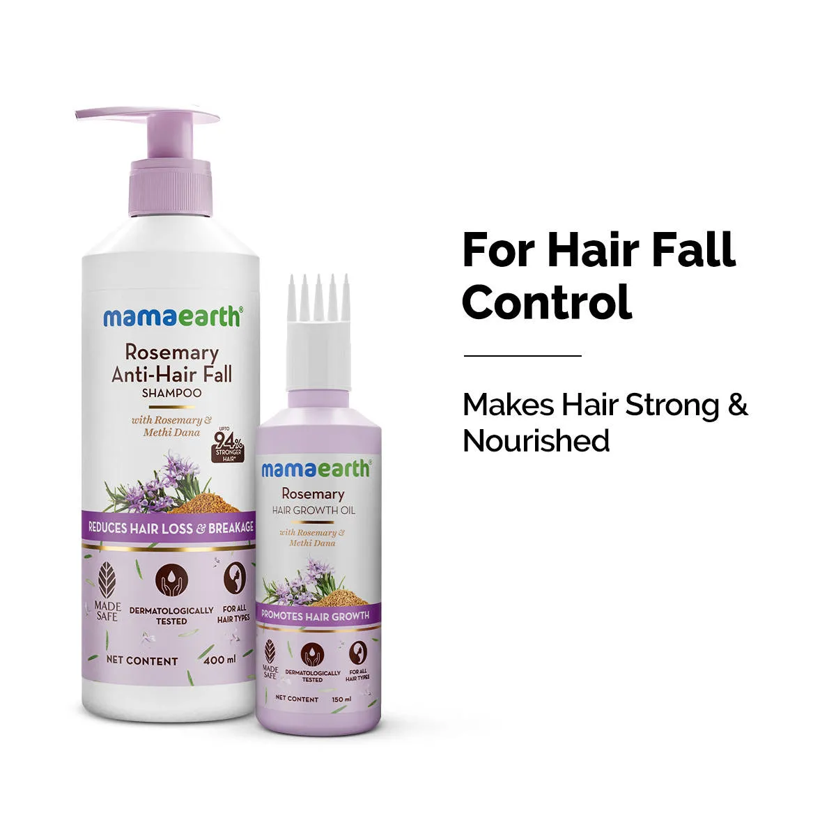 Mamaearth Rosemary Shampoo & Hair Oil Combo Reduces Hair Fall & Boosts Growth with Methi Dana