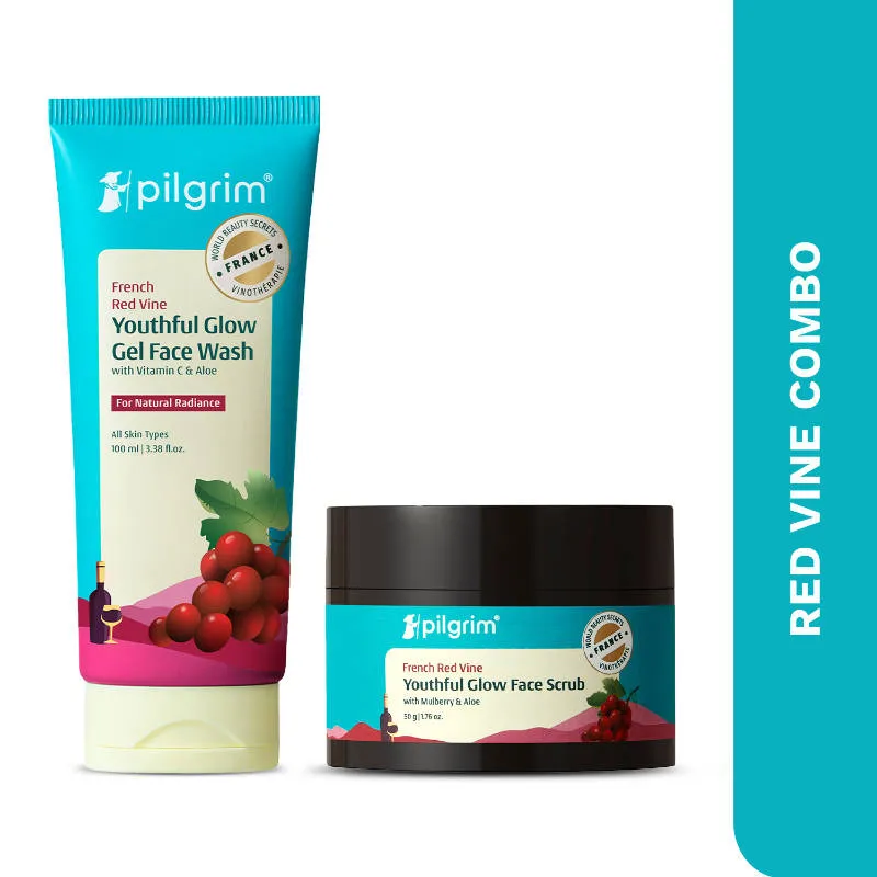 Pilgrim Red Vine Skin Refining Combo -Gently Cleanses & Exfoliates- Smoothen & Adds Glow