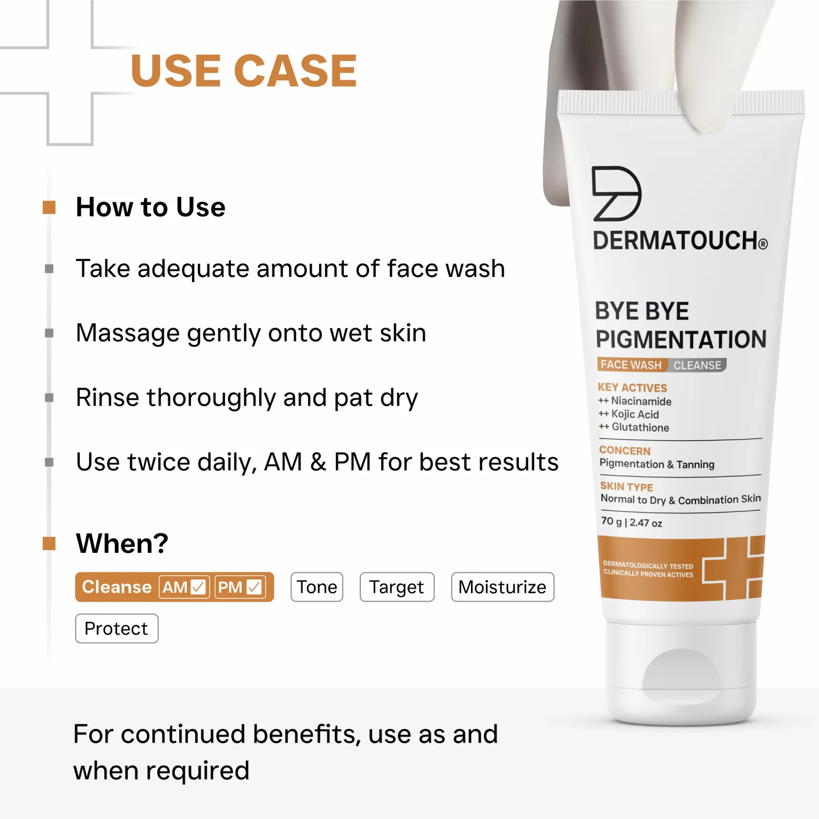 Dermatouch Bye Bye Pigmentation Face Wash for Pigmentation & Tanning