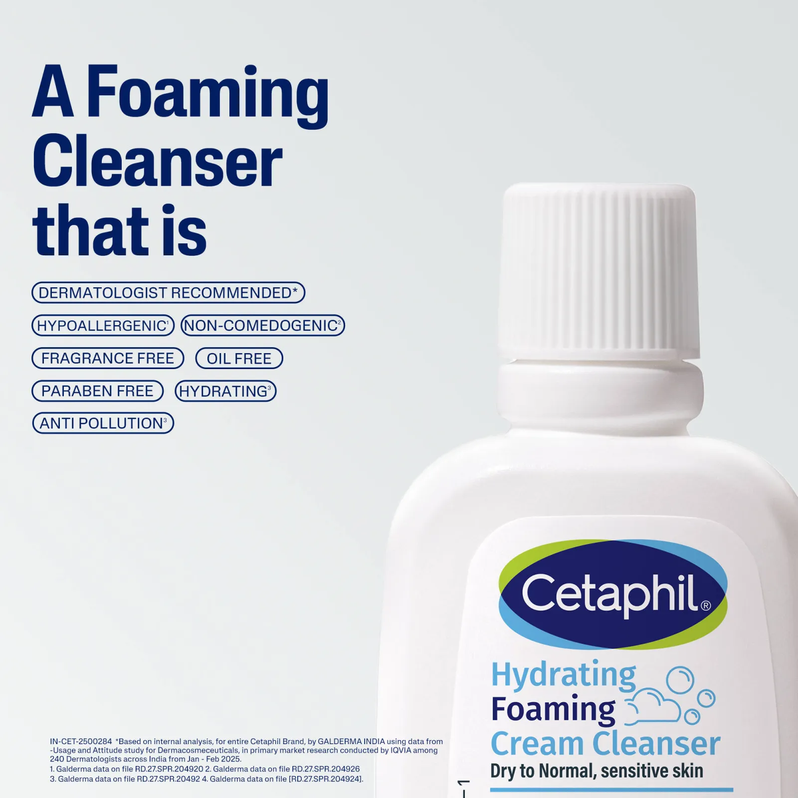 Cetaphil Hydrating Foaming Cream Cleanser Removes Micro Particles