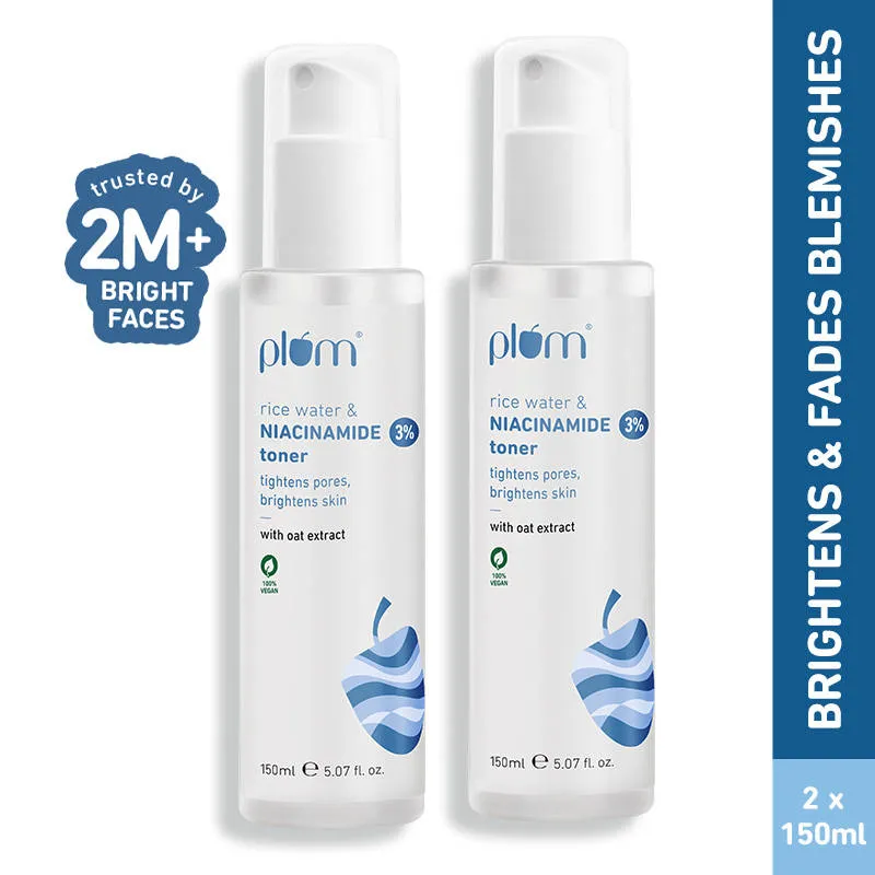 Plum 3% Niacinamide Alcohol-Free Toner With Rice Water - Pack Of 2