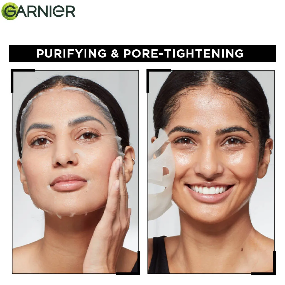 Garnier Skin Naturals Pack of 3 Charcoal Face Serum Sheet Mask