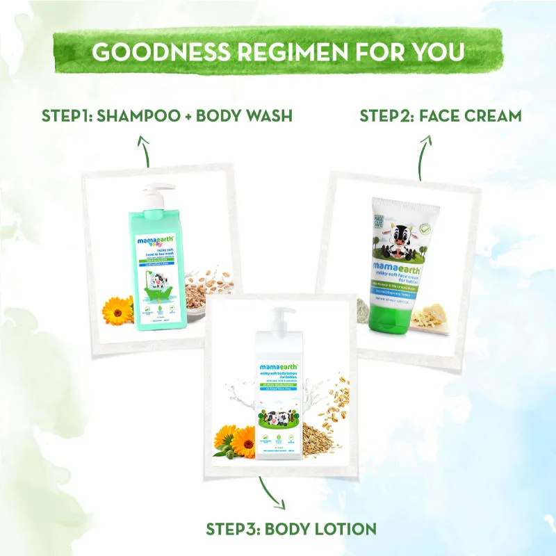 Mamaearth Milky Soft Head to Toe Wash With Oats, Milk, and Calendula for Babies