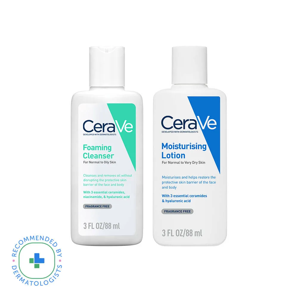 CeraVe Facewash & Moisturizing Lotion Combo with Ceramides Skincare Routine for Normal to Oily Skin